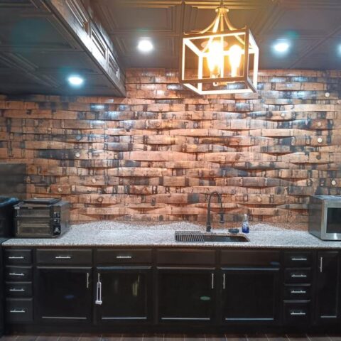 Barrel stave wall