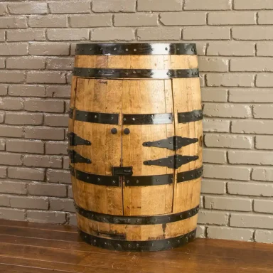 half barrel cabinet with doors closed