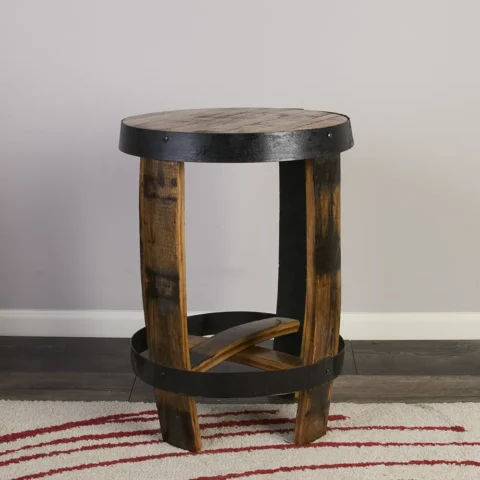 barrel head end table cut to a 17" diameter