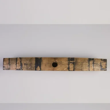 Barrel stave shelf measuring 35 inches wide