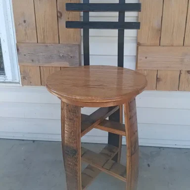 rustic barrel stave chair with swivel seat