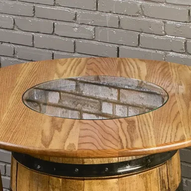 36" oak with glass insert